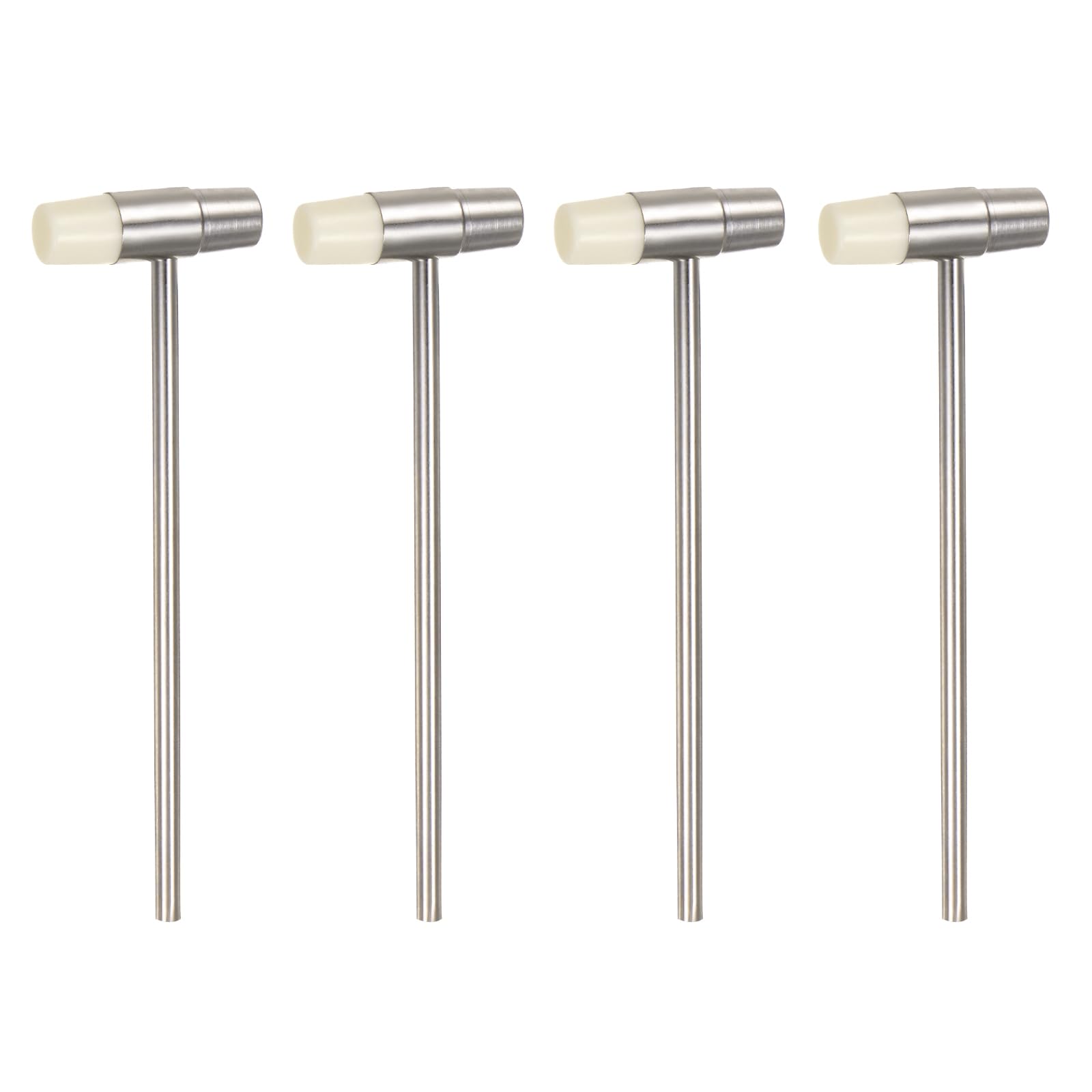 T 4個入り 小さなプラスチックと金属製 槌 5" 丸いデュアルヘッド多機能マレット 宝石ウォッチハンドクラフト用 ホワイト