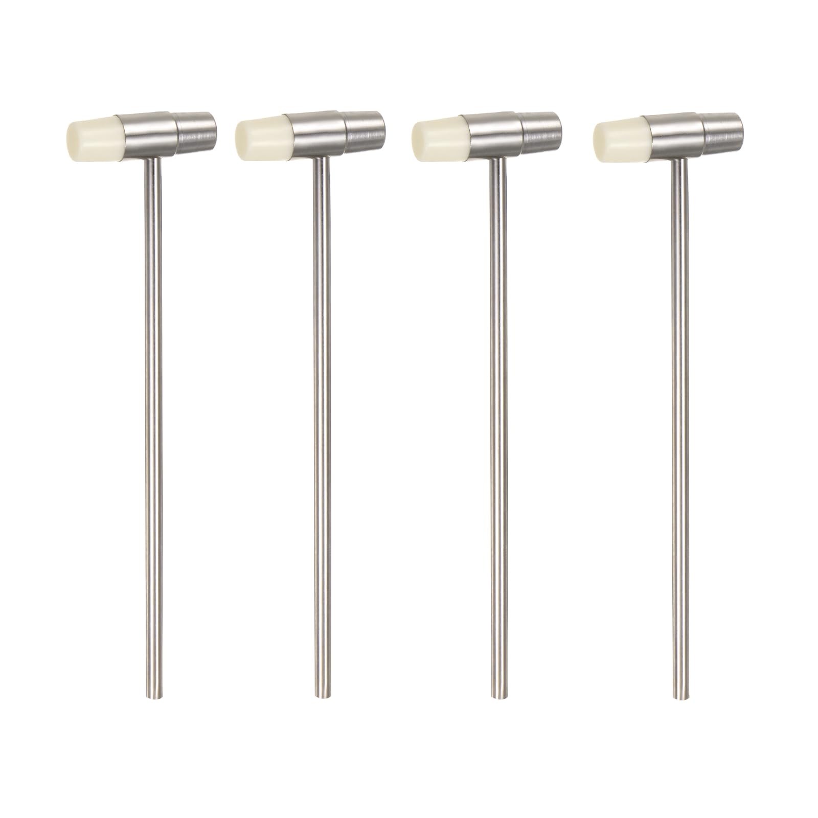 T 4個入り 小さなプラスチックと金属製 槌 7" 丸いデュアルヘッド多機能マレット 宝石ウォッチハンドクラフト用 ホワイト