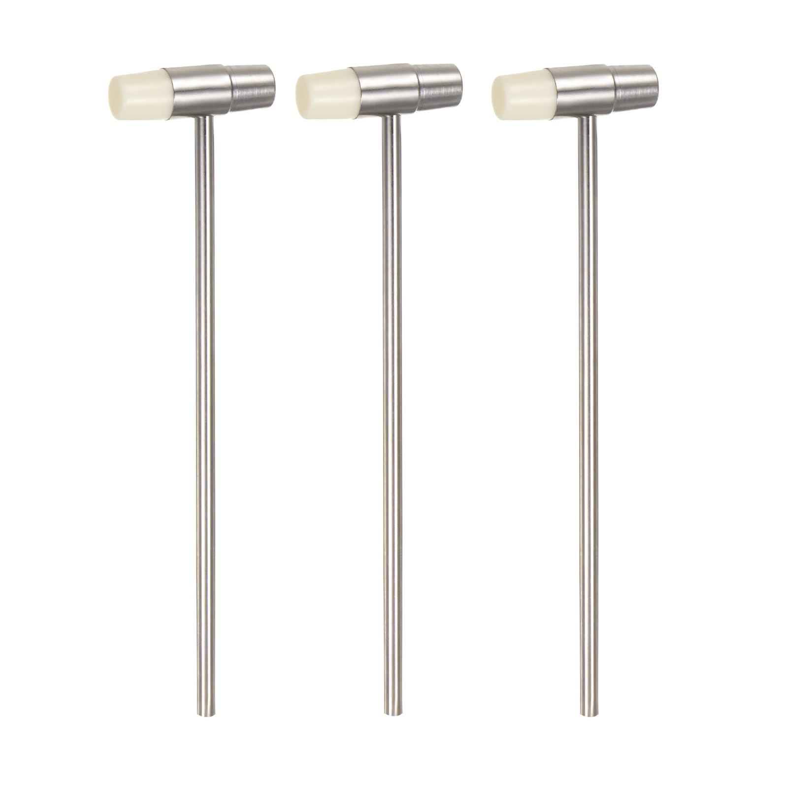 T 3個セット 小型プラスチックメタル槌 7" ラウンドデュアルヘッドマルチファンクションマレット ソフト/ハードチップ付き 宝石ウォッチハンドクラフト用 ホワイト