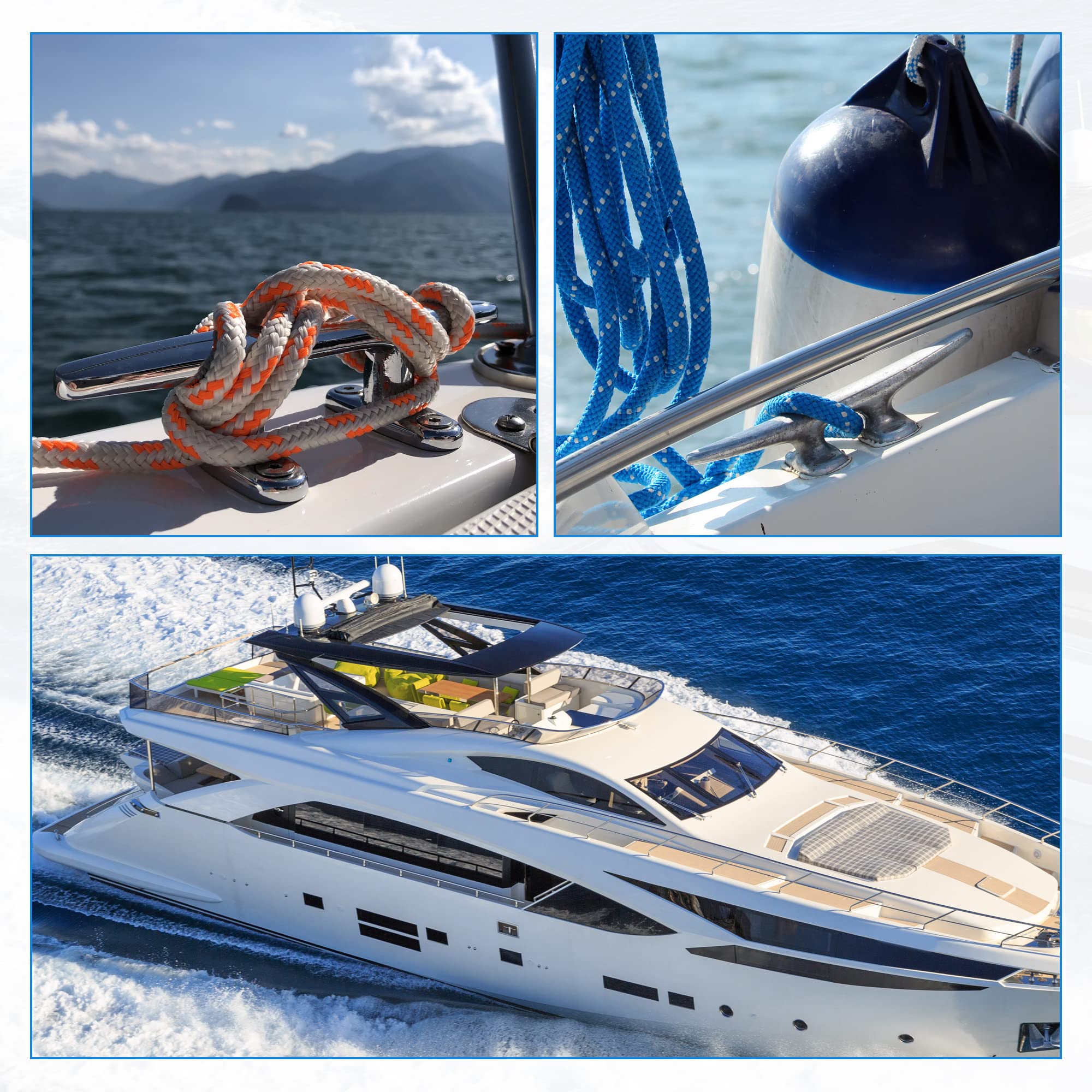 エムーエムショップのT ボートフラッグポールクリートフック デッキクリートロープ ロープクリートハンドル ラウンド 船舶用 ステンレス鋼 2個入り 8インチ｜アングル2