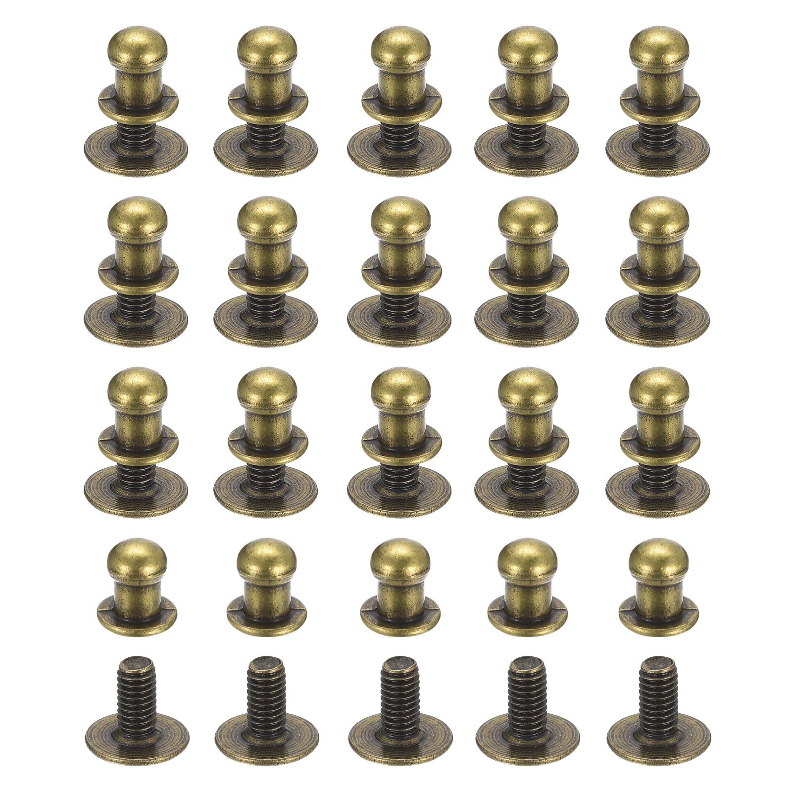 T 5mm ボールヘッド スタッドリベット スクリューバック 20個 丸頭 ボタンニップルリベット DIY用 レザークラフト ハンドバッグベルト ブロンズトーン