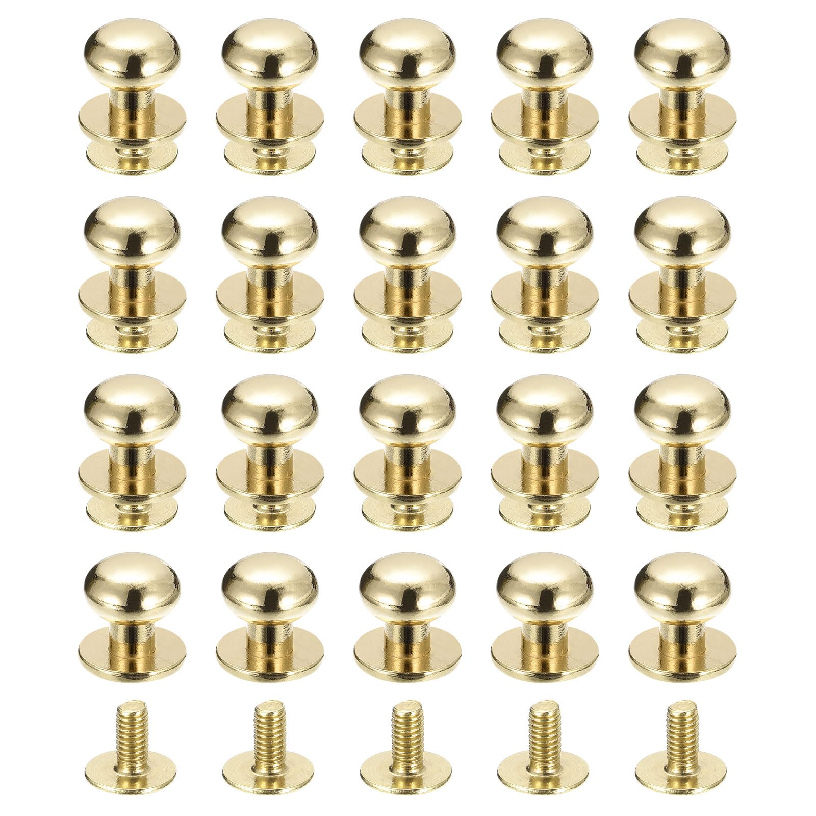 T 9 mm ボールヘッドスタッドリベット スクリューバック 20個入り ラウンドヘッド ボタンニップルリベット DIYレザークラフトハンドバッグベルト用 ライト金