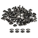 T 100セット レザーリベット 12x8mm ダブルキャップリベット レザークラフト修理DIY財布ベルトバッグ靴用 ガ ン黒
