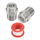 T 高圧洗浄機用チップ ステンレススチール 6.35 mm オス NPTねじ スプレーノズル ウォーターガン ウォーターブルーム アンダーキャリッジクリーナー用 0度 1.514 mmオリフィ ス 2個