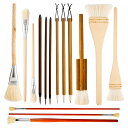 陶器釉薬ブラシ15本、木製ロングハンドルアーティストファン、アクリル水彩陶器油絵用、学生、子供、大人、耐久性、取り付け簡単