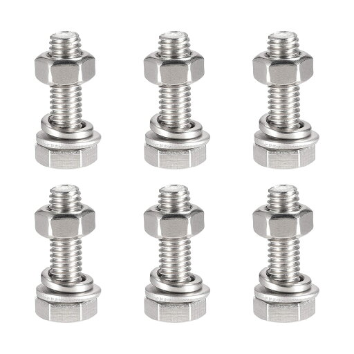 T 六角ボルト ナット 六角頭ねじ フラット&ロックワッシャーキット 304ステンレス鋼 完全六角ボルトスレッド M6 x 20 mm 6セット T 六角ボルト ナット 六角頭ねじ フラット&ロックワッシャーキット 304ステンレス鋼 完全六角ボルトスレッド M6 x 20 mm 6セット