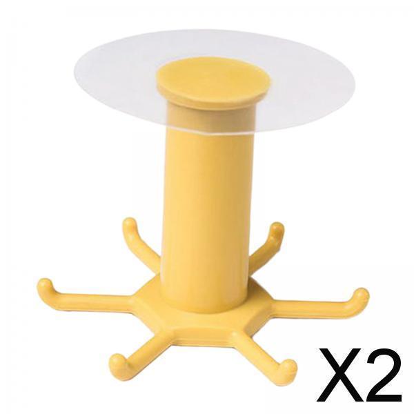 2x壁掛け調理器具ホルダーフックキッチン用品収納ラックタオルスプーン用イエロー