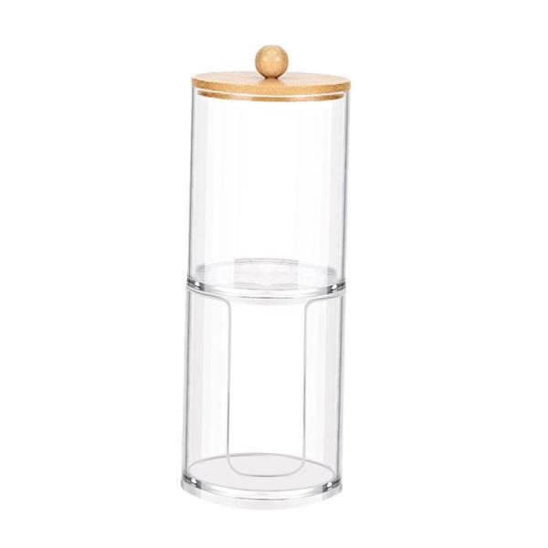 二重層綿棒ホルダーディスペンサーデスクトップ装飾保存ポットつまようじディスペンサー化粧綿容器コットンボール用