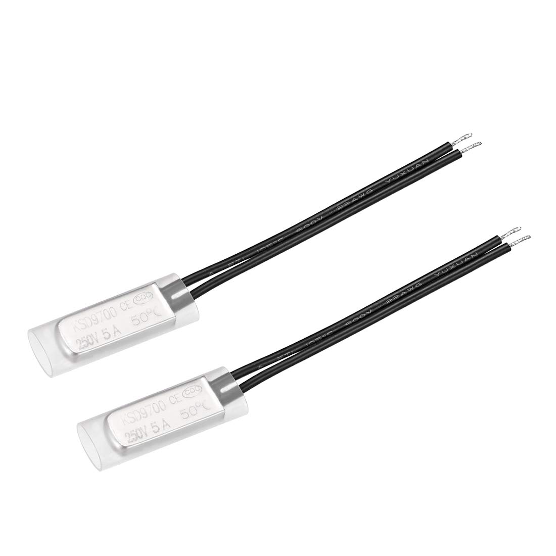 TKSD9700サーモスタット 温度コントローラー スイッチ メタル製 温度50℃ 正常に閉めるN.C 5A 2個入