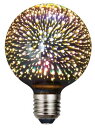 G95 3W(30W形相当)LED フィラメント電球 3D 花火型 E26口金 2700K電球色 レトロエジソン クリアガラス 一般電球・全方向タイプ 調光器非対応 (G95)