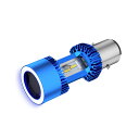 バイクLEDヘッドライト H4/HS1 Hi/Lo ledバルブ コードレス 一体型 30W DC9-36V 高輝度 3200LM 防水 無極性 冷却ファン搭載 ホワイト&イエローエンジェル 6000K 純正交換用