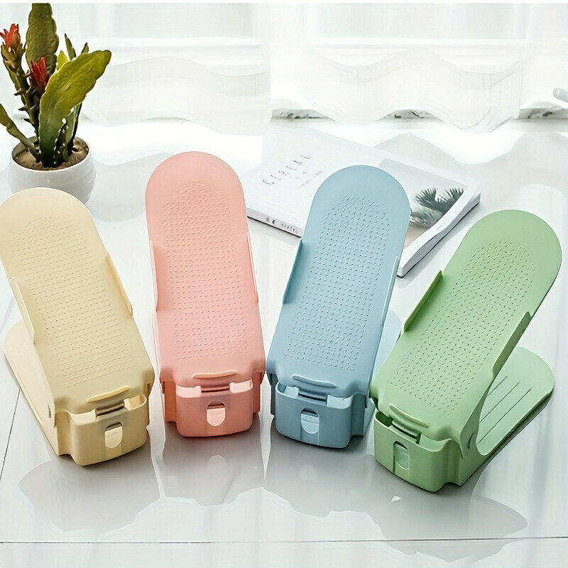 10ピース調節可能なシューズラック - 玄関、リビングルームなどに最適な省スペースプラスチックオーガナイザー - 家庭や寮の収納に最適.