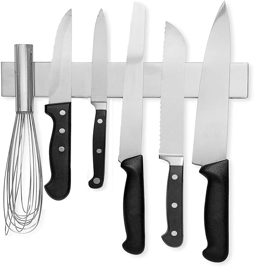 ステンレス製 包丁スタンド マグネット付き - 磁石ナイフスタンド/ナイフラック | 強粘着テープ付き 壁..