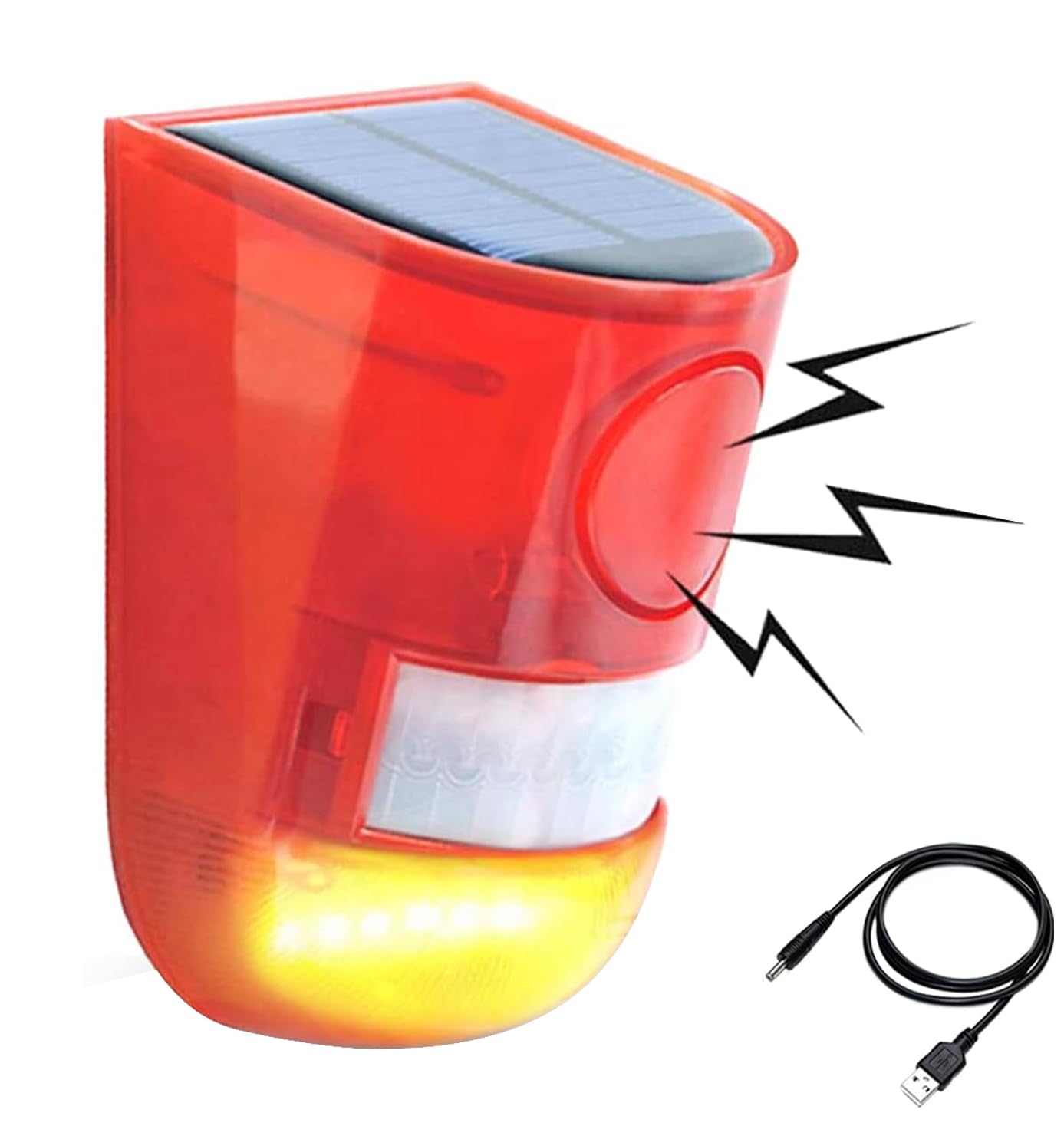 太陽警告灯 防犯ライト 屋外 防水 防犯アラーム 129dB 人感センサー LEDフラッシュ 泥棒防止 盗難防止 ..