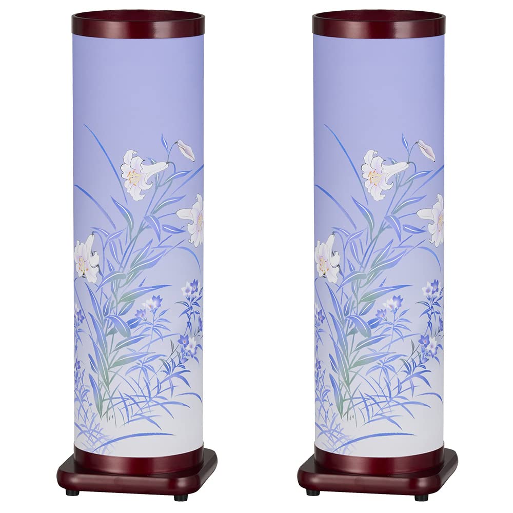 仏壇屋 滝田商店 盆提灯 お盆 提灯 LED コードレス 回転行灯 のどか 桜調 3781-K-2 一対セット(2個)◆高さ49cm×巾15cm◆ ミニサイズ 証明書付