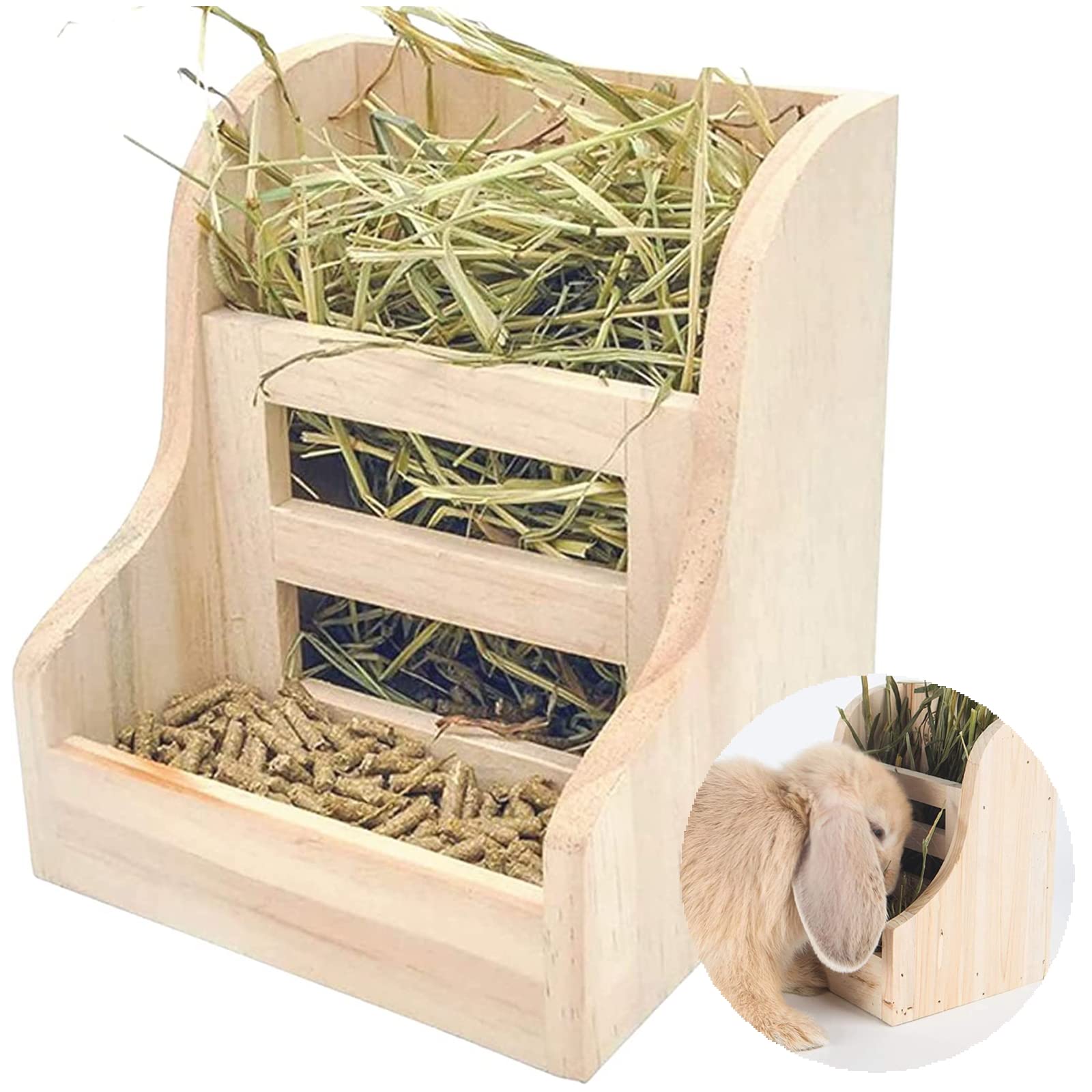 うさぎ2WAY餌入れ うさぎ かじり木 牧草 フィーダー 木製 固定