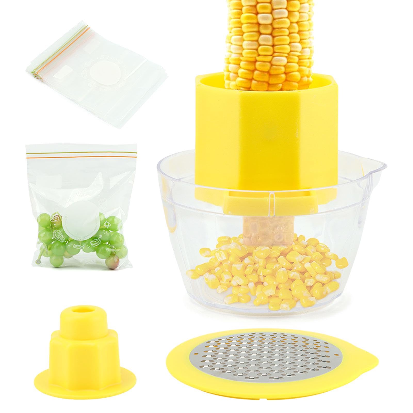 多機能コーンコブストリッパー、食品密封バッグ20個、おろしカバー付きコーンピーラー、ハンドプロテク..
