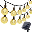 屋外ソーラー LED ストリングライト イルミネーションライト 60バブル 11M IP65防水 8モード 夜間自動点灯 キャンプ用 ガーランドライト クリスマス ハロウィン パーティー バレンタインデー 祝日 結婚式 学園祭 ソーラーパネル 飾りライト (ウォームホワイト)(3)