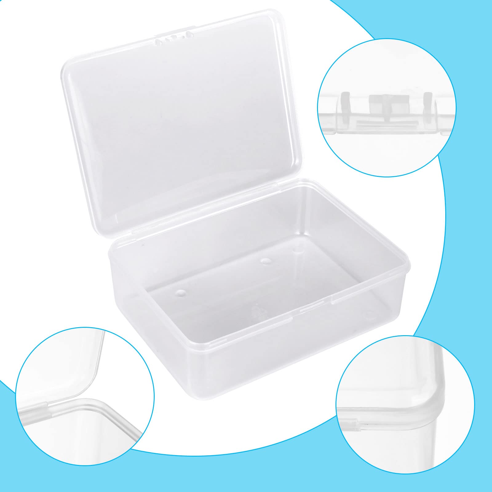 14x10x5cm 小物収納ケース プラスチック小物入れ ケース パーツケース透明 収納 詰め替え容器 蓋付き プラスチックストレージボックス 化粧品用小分け容器 旅行 軽量 持ち運びに便利 長方形 壁厚み1.3mm [3]