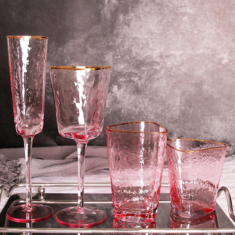クリエイティブ ピンク ハンマー パターン トレース プノンペン クリスタル グラス 赤ワイン グラス サ..