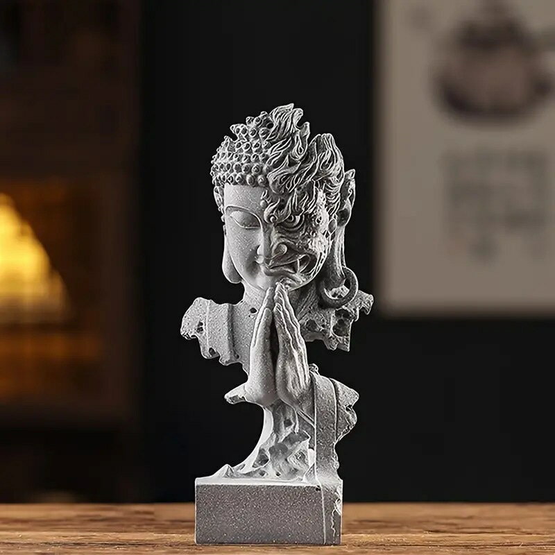 オブジェ 仏 石工芸 鬼 天国 地獄 インテリア お洒落 フィギュア 置物 禅仏像 茶エリア用 ストーン 石 ..