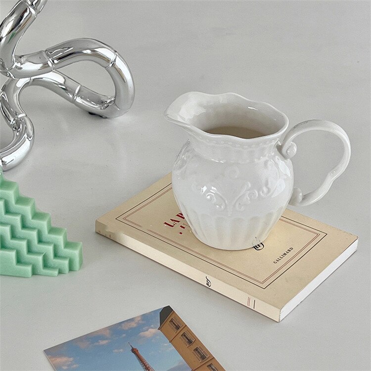 INSスタイル レトロ セラミック ミルクポット 花瓶 リビングルーム フラワーアレンジメント 装飾