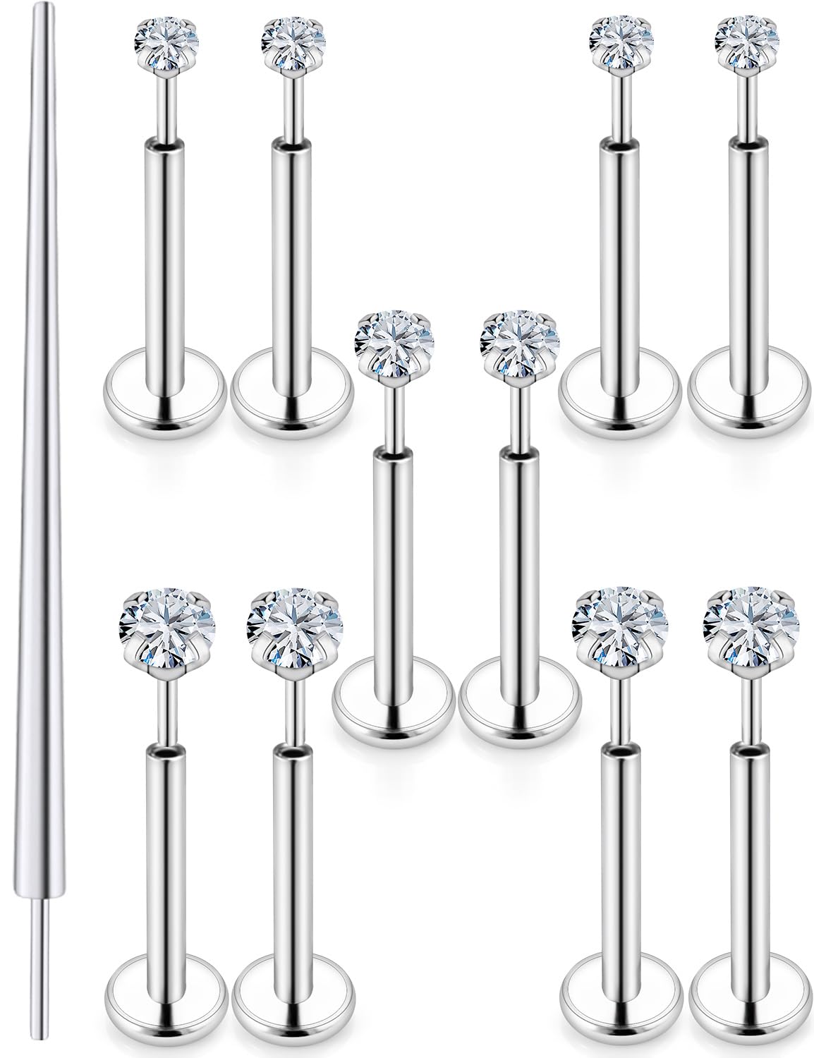 18G 20G ノーズリング フープ ステンレススチール L型 ノーズリング スタッド スクリュー クリア クリ..