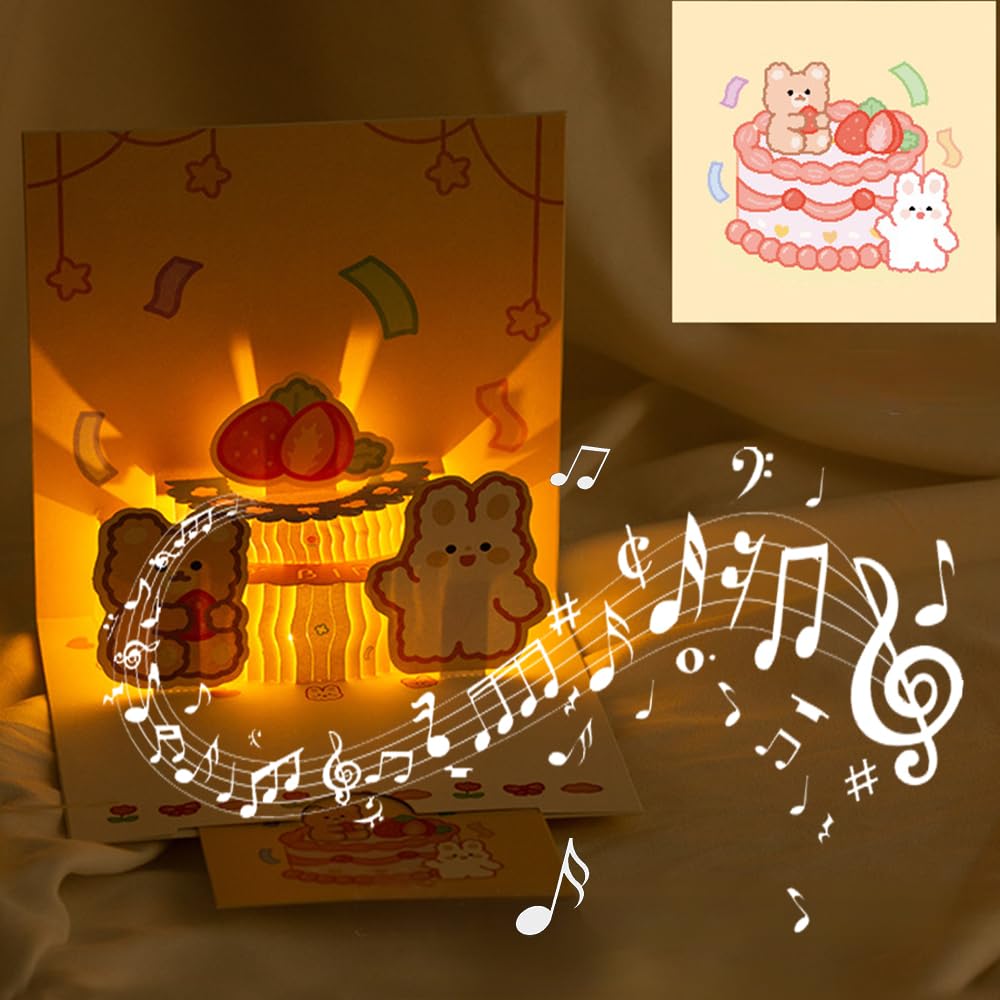 誕生日カード 誕生日 バースデーカード メロディ 3D 立体 女の子 男の子 音楽付き 切り絵 ギフトカード 封筒付き 選び取りカード 寄せ書き お誕生お祝いカ...