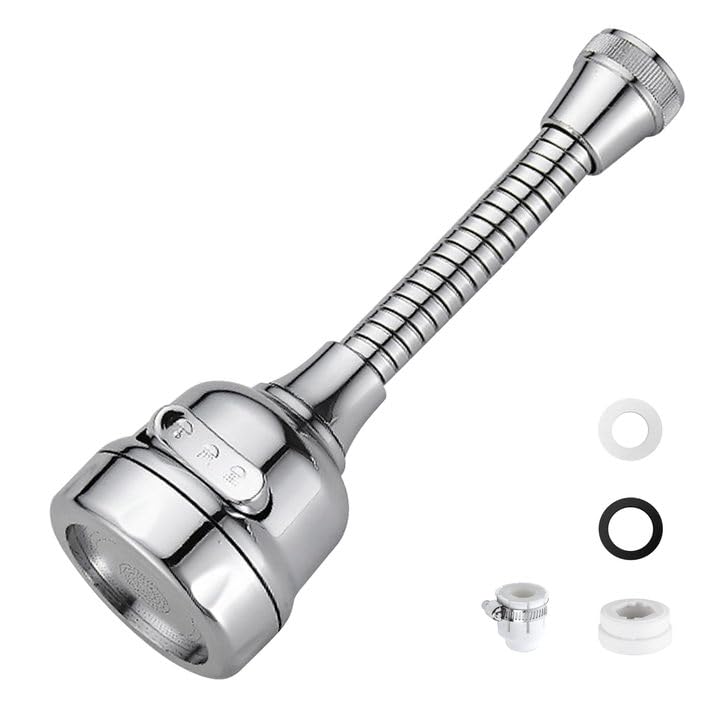 キッチンシャワー 首振り式 蛇口交換アダプター付 3段階モードのキッチン蛇口シャワー 泡沫器 水漏れの防止 キッチン 洗面所 浴室 トイレにも適用可能 取付簡単(短)