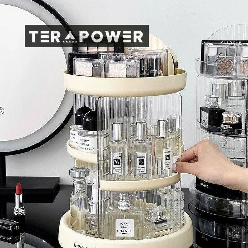 寝室 デスクトップ 回転可能 ネックレス 透明 収納 ボックス 鏡台 香水 スキンケア用品 物を置き 収納ケース