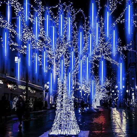 イルミネーション ライト ソーラー 流星群 レインライト 屋外 30cm 10チューブ 360LED クリスマスライト 屋外用 防水 ストリングライト 流星シャワーライト LEDライト ガーデンライト (白い)