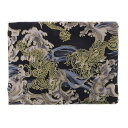 龍 花柄 生地 布 ポリ 和風 着物 DIY 約2x1.5m, 藍色(3)
