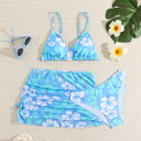 2024新モデル欧米の中の大の童の花印のビキニの網の紗の水着子供bikini分体の水着の女の人