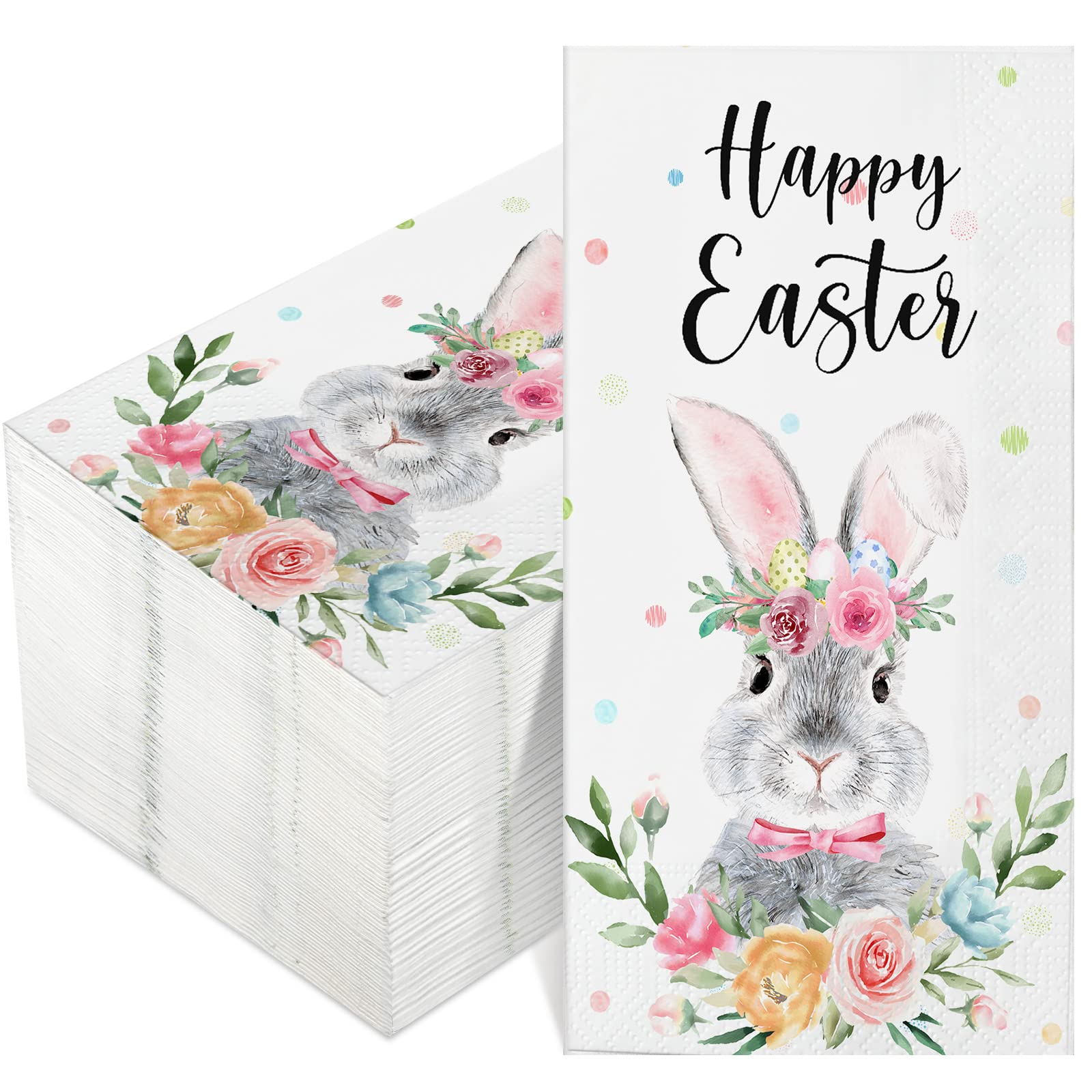 ハッピーイースターナプキン スプリングドリンクナプキン 3層 イースターバニーペーパー 家庭 家族 デ..