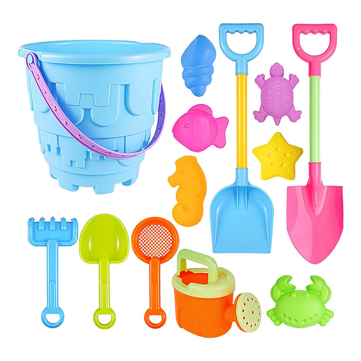 砂遊びおもちゃ 13点 砂場セット お砂遊び おもちゃ バケツ 砂ふるい じょうろ スコップ 砂型等 アウトドア遊び おでかけ遊びおもちゃ 海水浴 川遊び ビー...