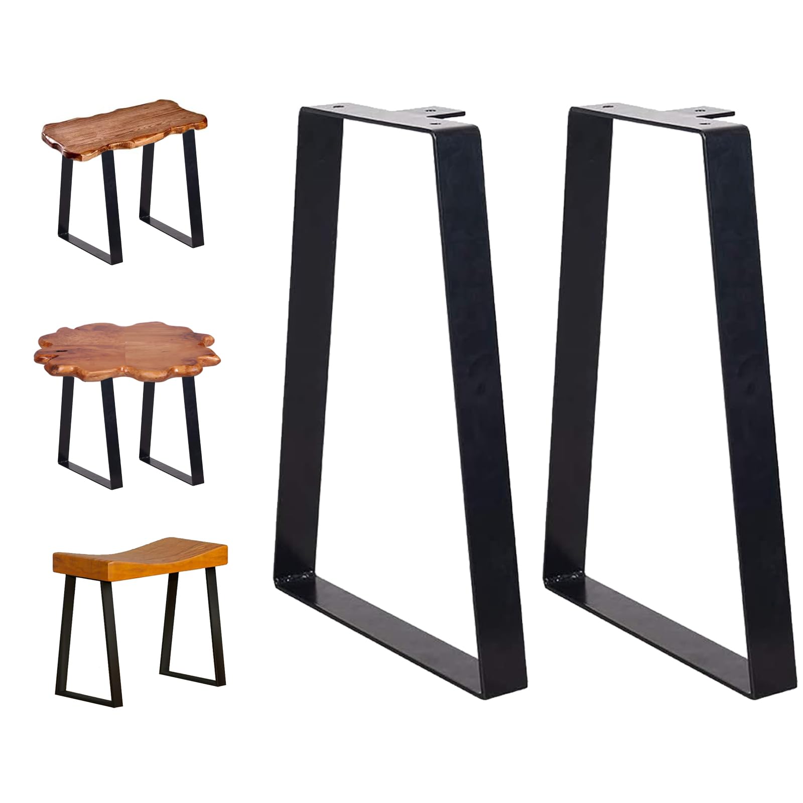 金属製テーブル脚 高さ16インチ 台形ベンチ脚 コーヒーテーブル脚 DIY家具脚 ブラック 2個セット