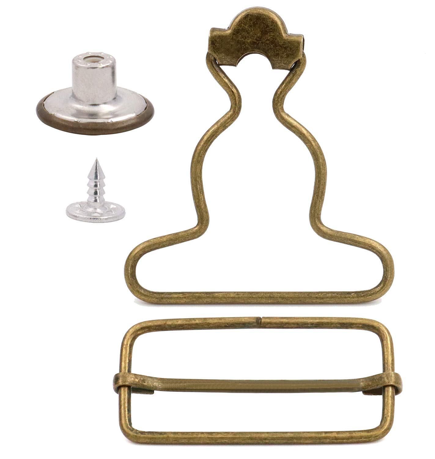 1.5インチ 内側下部サイズ シルバー ダンガリー ファスナー オーバーオール クリップ サスペンダー バ..