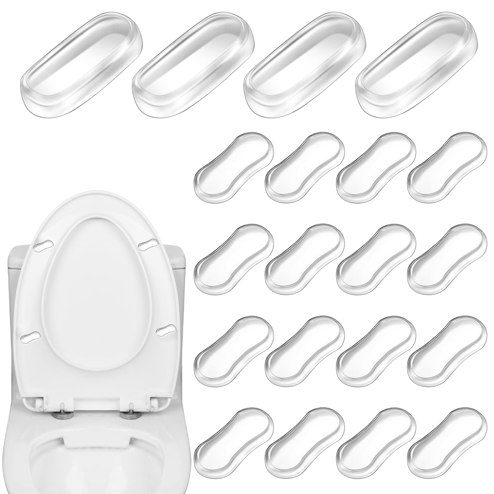 20個 便座バンパー 透明 2サイズ 便座バンパーセット ユニバーサル トイレ蓋 ビデ 交換用バンパーキット トイレシート バッファー トイレ蓋ラバーパッド 家族 ホテル 病院 トイレ用