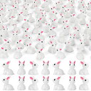 ミニ樹脂ウサギ66個 ミニチュアイースターバニーの置物 小さなウサギ イースターエッグフィラー、ケーキデコレーション、フェアリーガーデン、アウトドアランドスケープオーナメント