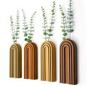 4個パック 木製壁プランター 屋内壁装飾 植物ホルダー ボーホー 木製 ハンギングプランター 木製花瓶 モダンな農家 リビングルーム ベッドルーム レインボー装...