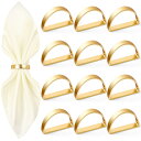 ゴールドナプキンリング12個セット、半円メタルゴールドナプキンホルダーバックル、秋感謝祭、クリスマスナプキンリング、ディナーテーブルデコレーション、結婚式、宴会...