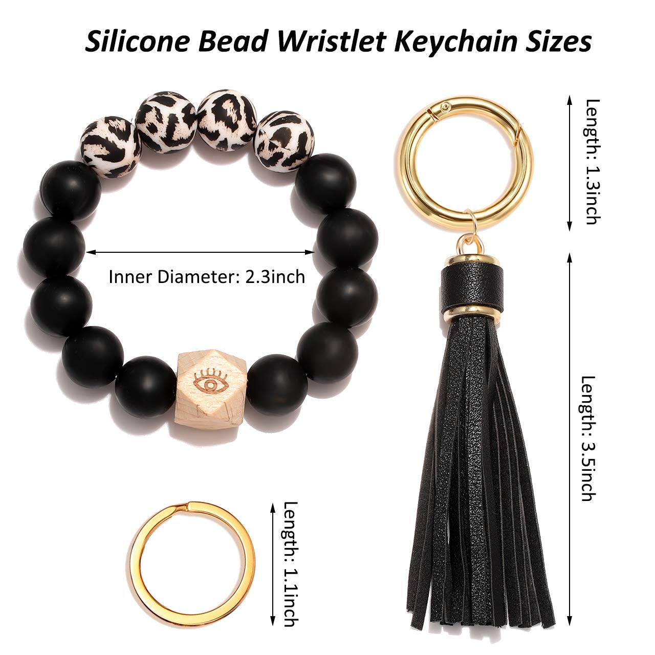 シリコンキーリング ブレスレット ビーズ付き リスレット キーホルダー ポータブル 家 車 キーリング ホルダー, 色