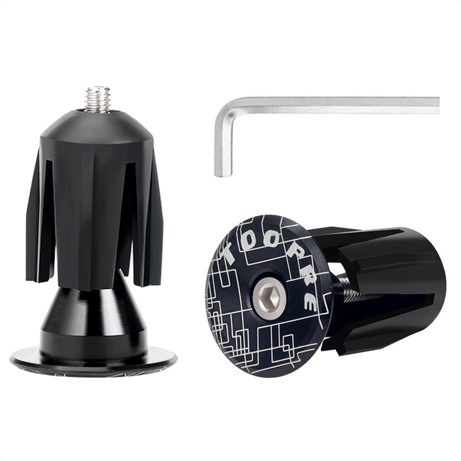 ハンドルバーエンドプラグ 2個セット 取り付けツール付き ほとんどの自転車に対応 - 拡張調節可能なア..