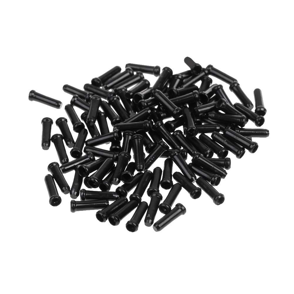 バイクケーブルエンドキャップ ブラックケーブルエンドクリンプ バイクブレーキケーブルエンドチップ ..