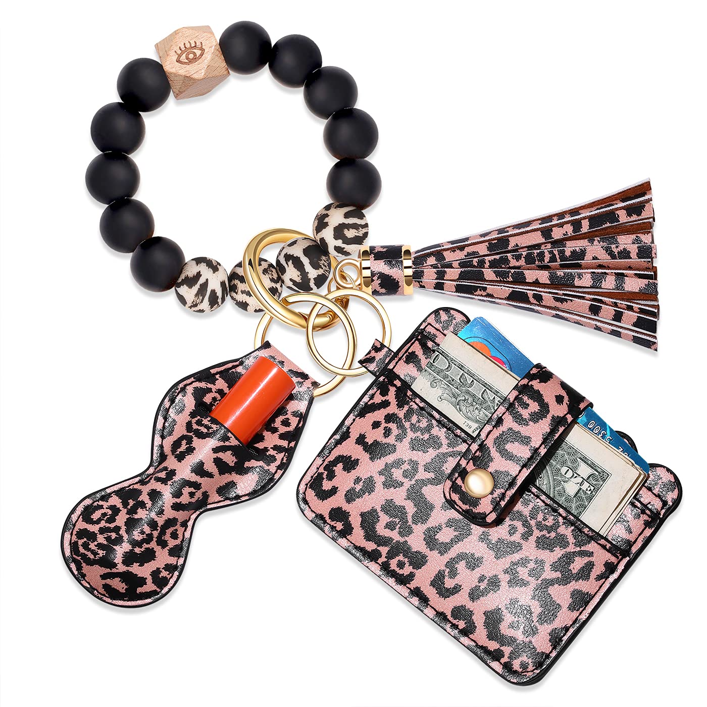 リストレット ブレスレット キーチェーン 財布 シリコンビーズ ハウス 車 キーリング ポケット クレジットカードホルダー US サイズ: Large(3)