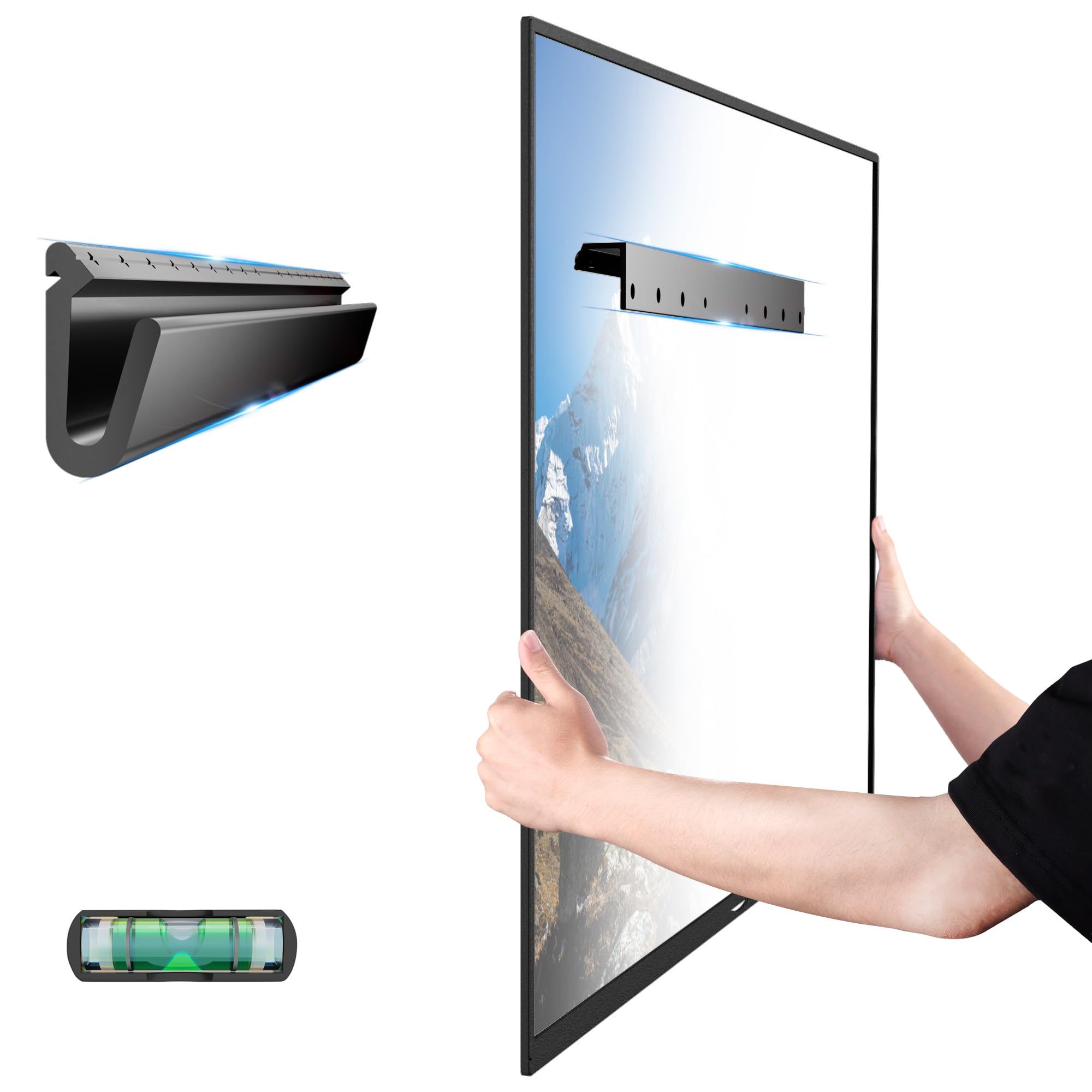 楽天エムーエムショップスタッドレス ドリル不要 テレビ壁マウント 26~55インチのテレビ用 26、32、50、55インチのモデル、狭い壁テレビスタンド、スリムな乾式壁テレビブラケット、最大VESA 400×400mm 最大100ポンドまで対応 取り付け簡単