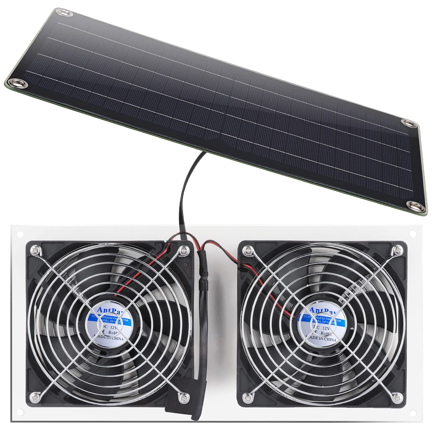 ソーラーファンキット、IPX7耐候デュアルファン、ソーラー排気吸気冷却換気 鶏小屋、温室、倉庫、ペットハウス、屋外用 11フィート/3.5m