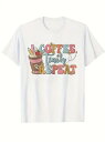 コーヒーカップとクリーマー、ストローが描かれた200gのコットン製Tシャツ。カラフルなフォントで書かれたテキストが上部に配された、コーヒー好きにはたまらないデザイン。