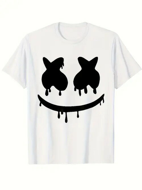 200gのコットンTシャツの中央には黒いスマイリーフェイスがプリントされている。スマイリーフェイスの..