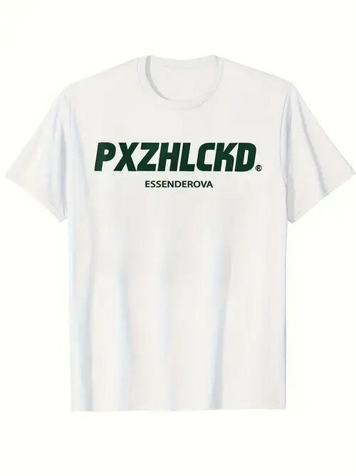 200gのコットン製Tシャツ。ホワイトのTシャツにグリーンのフォントで描かれた文字が目を引く大胆なデザインで、クリーンなスタイル。